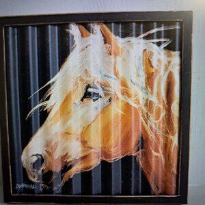 Big Sky Carvers Diane Whitehead, Palamino Horsehead Metal Art. Sign Framed Art